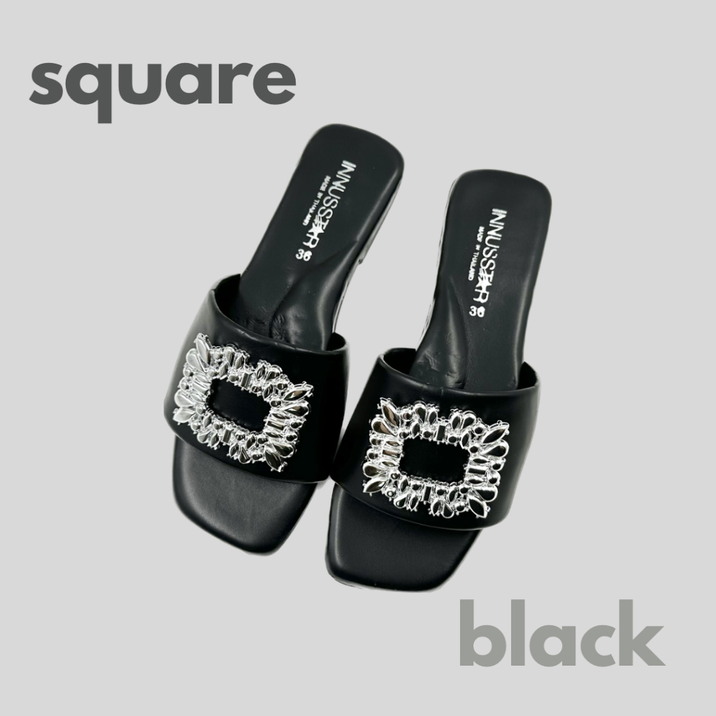 🪞รุ่นsquare🪞หน้าคาดนิ่มยืนหนึ่งไม่กัดเท้า รองเท้าแตะแฟชั่นหน้าสวมมีซัพพอร์ทเท้าพร้อมส่ง5สี - รูปที่ 4