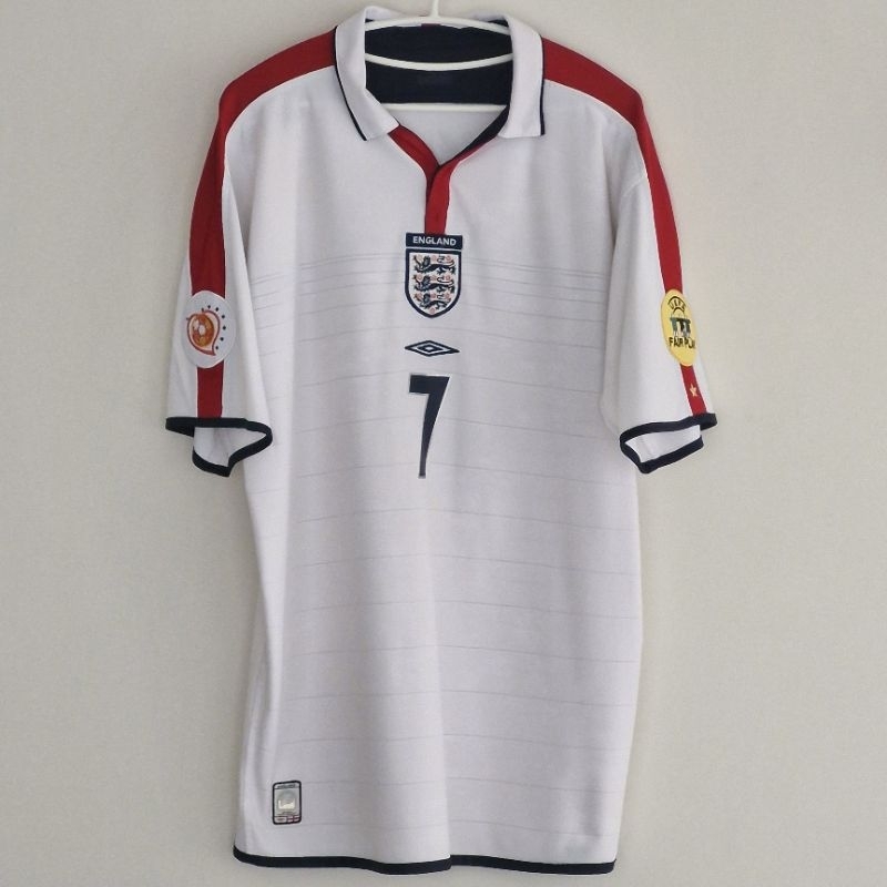 [Used] UMBRO x ENGLAND 2003/05 HOME SHIRT JERSEY UMBRO # 7 Beckham sz XL MEN