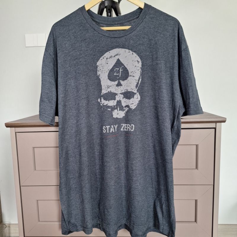 เสื้อยืด WASH IN ZOMBIE BLOOD STAY ZERO ผ้า 50/50 size 2XL (Lp008)