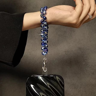 【คริสตัลนำ้เงิน】เคสโทรศัพท์ที่สวยงาม โซ่พวกกุญแจ โซ่ลูกปัดขนาดเล็ก สีสันสดใส