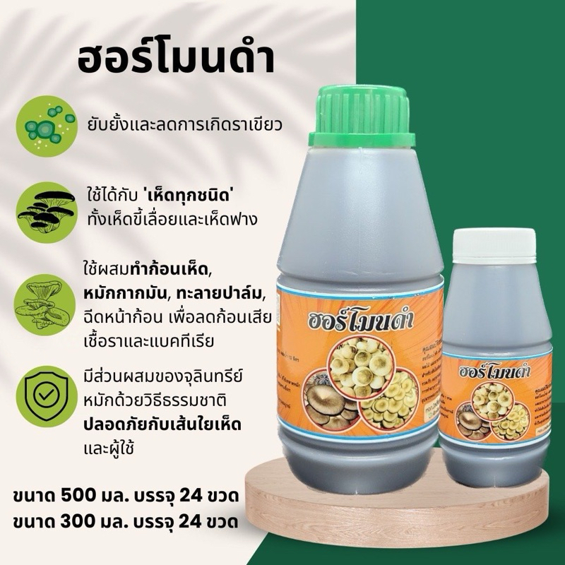 ฮอร์โมนน้ำดำ สำหรับเห็ด ทุกชนิด ยับยั้งและลดการเกิดราเขียว