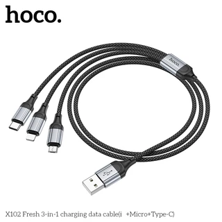 สายชาร์จ HOCO X102 3in1 สายชาร์จ 3 หัว สำหรับ iOS/Micro/Type-C จ่ายไฟ 2.4A สายชาร์จยาว 1 เมตร