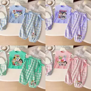 BB055 ชุดเชต เสื้อppg+กางเกงแต่งโบว์ น่ารัก สีหวาน สำหรับลูกสาว