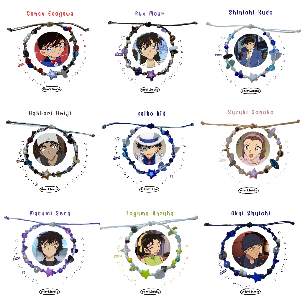 กำไลเชือกเทียนออกแบบตามโทนสีการ์ตูน โคนัน กำไลข้อมือ น่ารัก💖🫶🏻