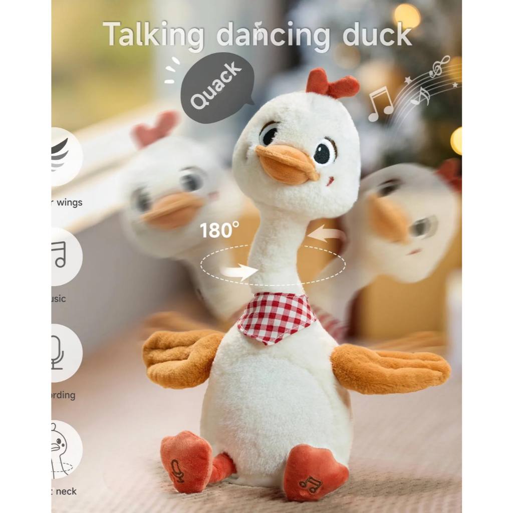 Tumama ใหม่! ตุ๊กตาพูดได้ น้องเป็ดนุ่มนิ่ม เต้น ร้อง พูด อัดเสียงได้ วัสดุพรีเมี่ยม BPA FREE ขนนุ่ม