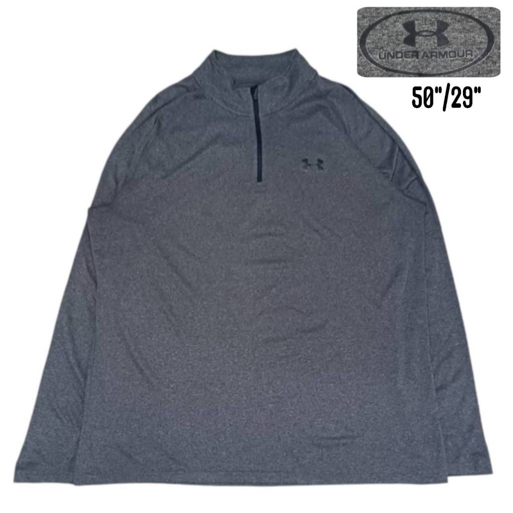 UNDER ARMOUR Long Sleeve Shirt  เสื้อแขนยาว  ผ้ากีฬา  ซิปครึ่ง อันเดอร์ อาร์เมอร์ สีเทาเข้ม มือสอง ส