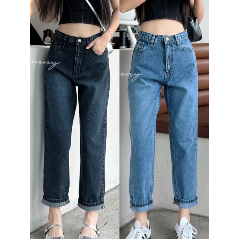 กางเกงยีนส์ทรงMOM บอลลูน ผ้าไม่ยืด มีไซส์S-40”