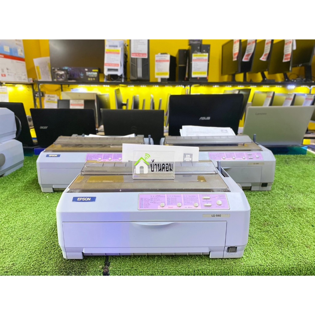 เครื่องพิมพ์ดอทเมตริกซ์ Epson LQ-590 มือสองพร้อมใช้งาน อุปกรณ์ครบ หมึกใหม่.
