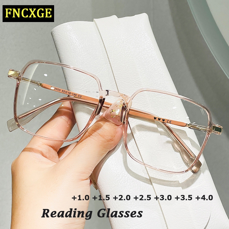 FNCXGE+100~+400 แว่นสายตายาว แว่นตาอ่านหนังสือ ป้องกันแสงสีฟ้า แว่นตากีฬากลางแจ้ง น้ำหนักเบา สําหรับผู้ชาย สําหรับผู้ชาย