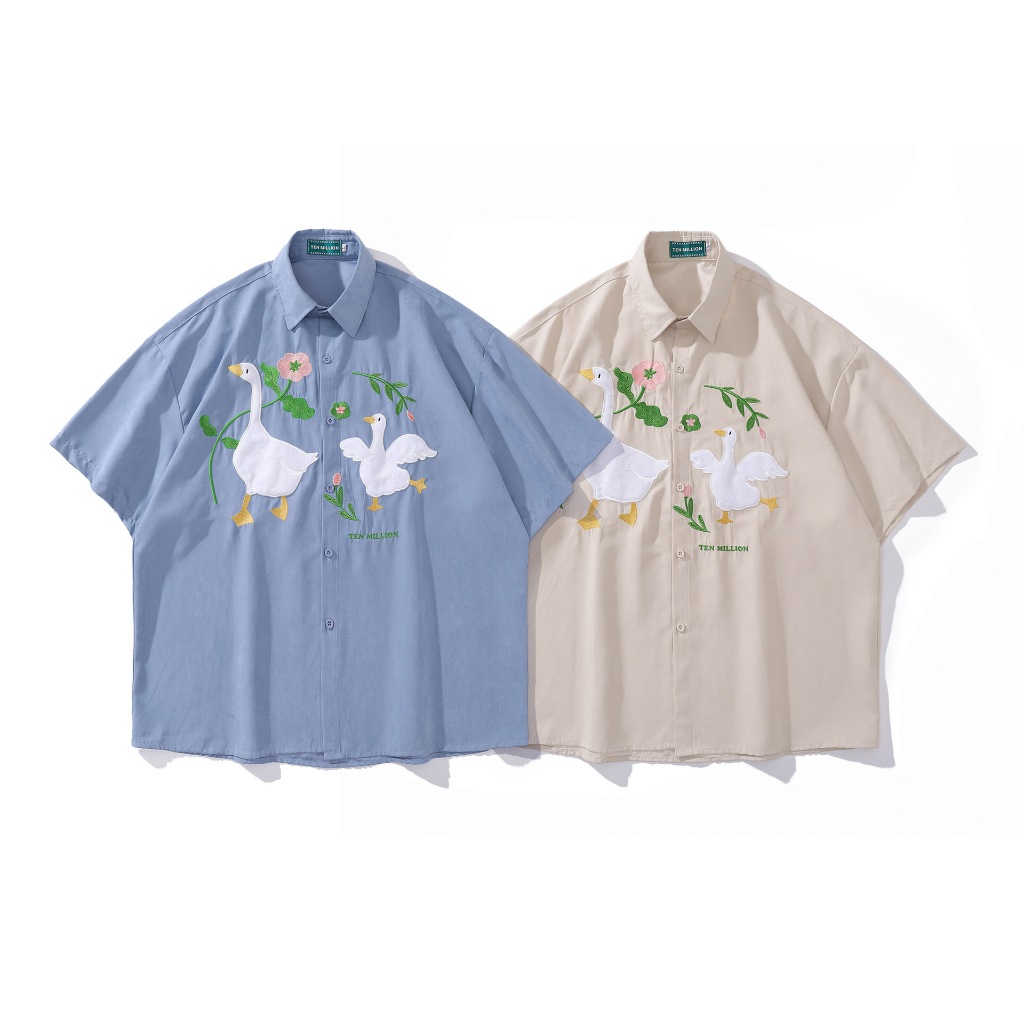 IBB DUCK SHIRTS เสื้อเชิ้ตแขนสั้นปักลายน้องเป็ด – โปรปัง