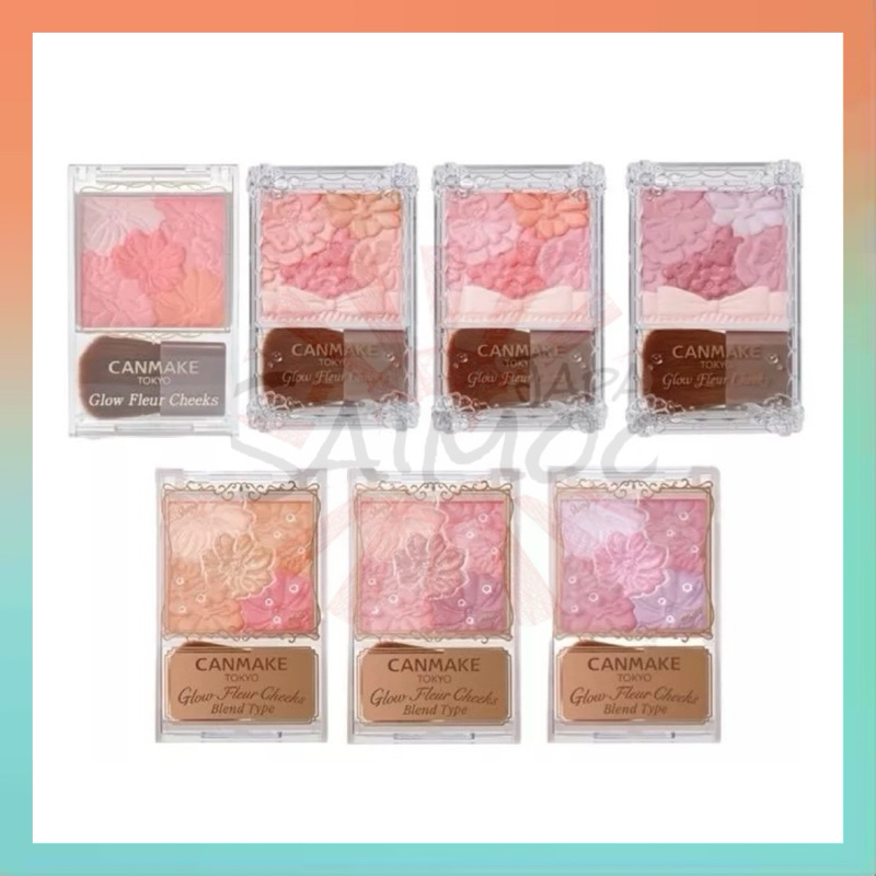 จัดส่งไว CANMAKE Glow Fleur Cheeks บลัชออนเนื้อฝุ่นโปร่งแสง และ Blend Type เนื้อแมท& ประกายมุก