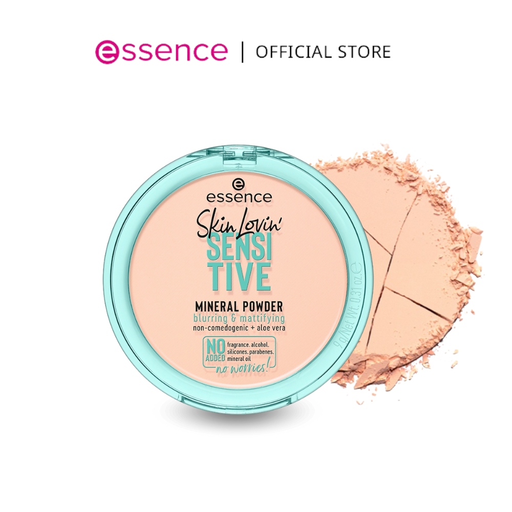 essence เอสเซนส์  Skin Lovin' SENSITIVE MINERAL POWDER เบอร์ 01 แป้ง แป้งอัดแข็ง เครื่่องสำอาง