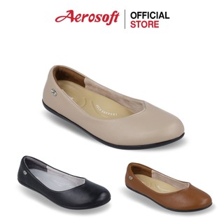 Aerosoft (แอโร่ซอฟ) รองเท้าคัทชูผู้หญิง เพื่อสุขภาพ ส้นแบน รองเท้าคัทชูสีดำ รุ่น CW308