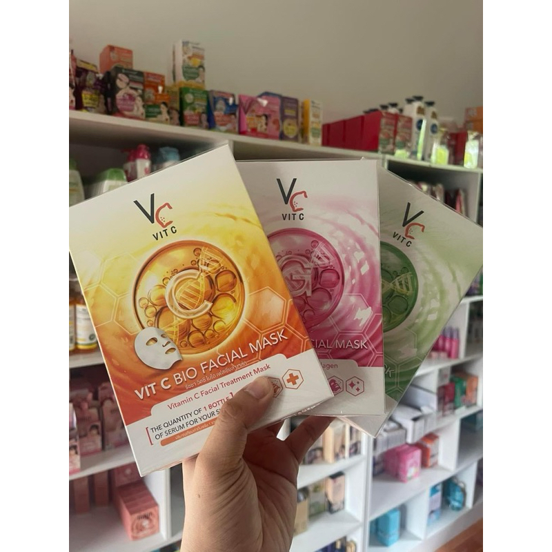 พร้อมส่งมีให้เลือก 3สูตร) แผ่นมาส์กหน้าวิตซี มาร์คน้องฉัตร Vit C