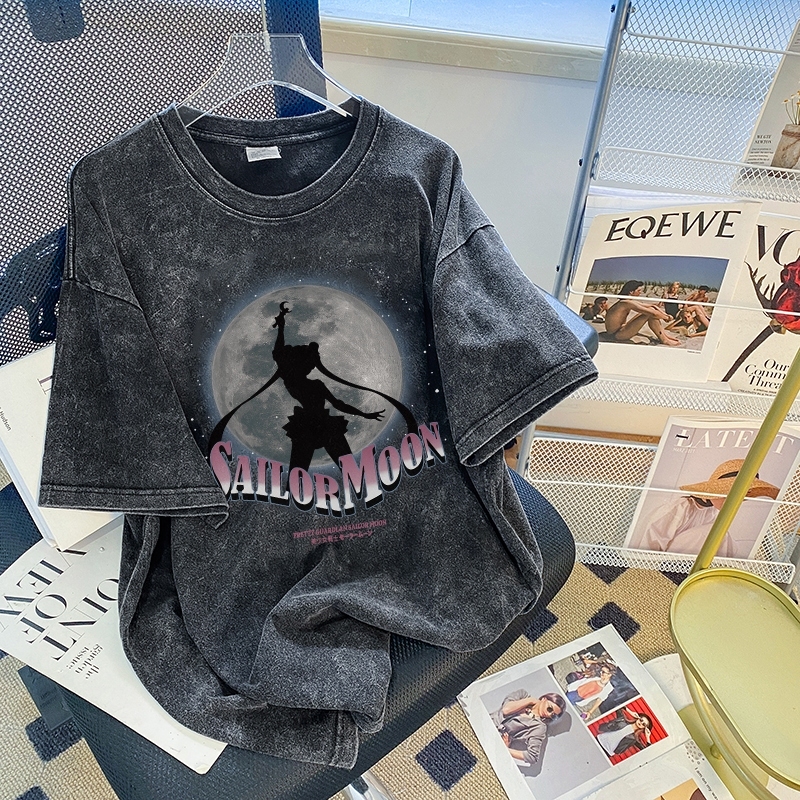 เสื้อฟอกวินเทผู้ชายไซส์ใหญ่ oversize ไตล์เกาหลีแฟชั่น เสื้อยืดคู่รักชายหญิงโอเวอร์ไซส์คนอวบที่กําลังฮิต สตรีทฮิปฮอปเท่ๆ