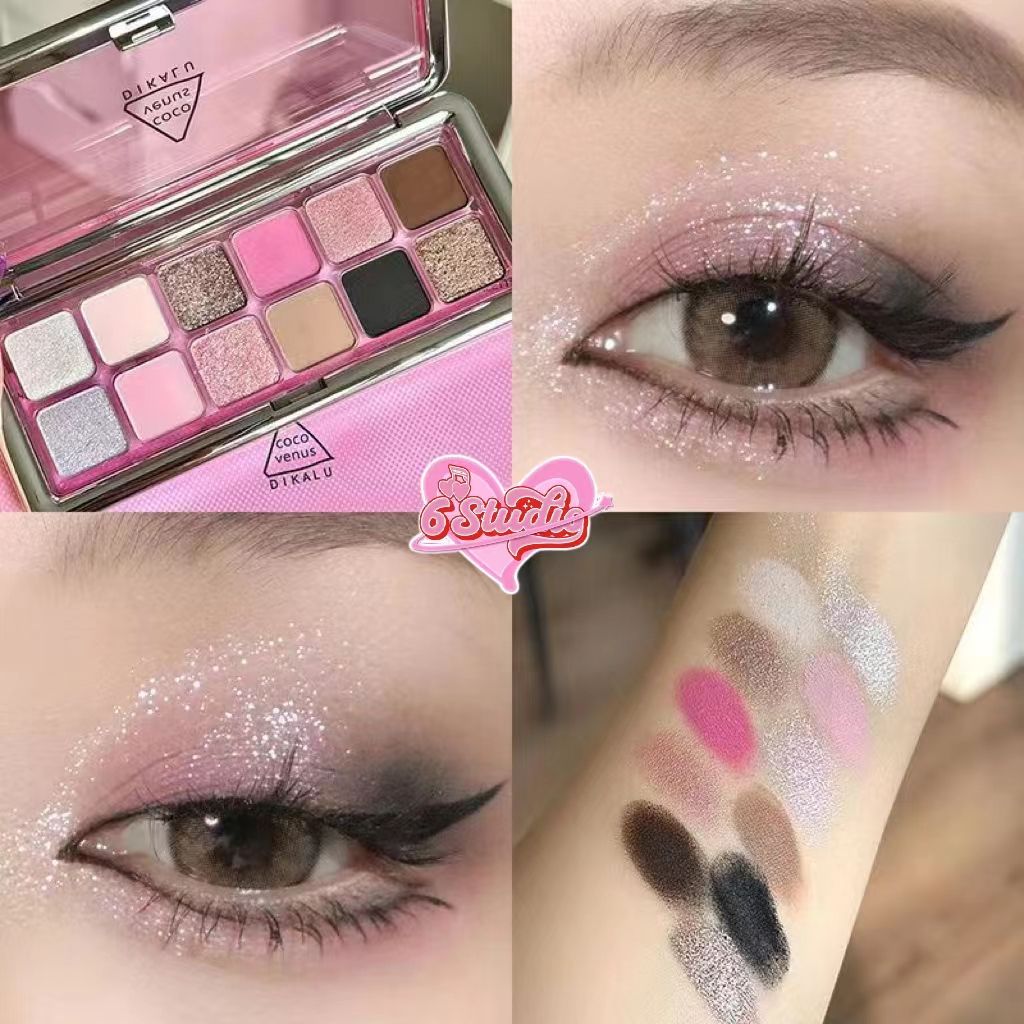 พาเลททาตา 12 สี พาเลตต์อายแชโดว์ พาเลทอายแชโดว์ อายแชโดว์ เนื้อแมตต์ กลิตเตอร์ มุก ติดทนนาน กันน้ํา