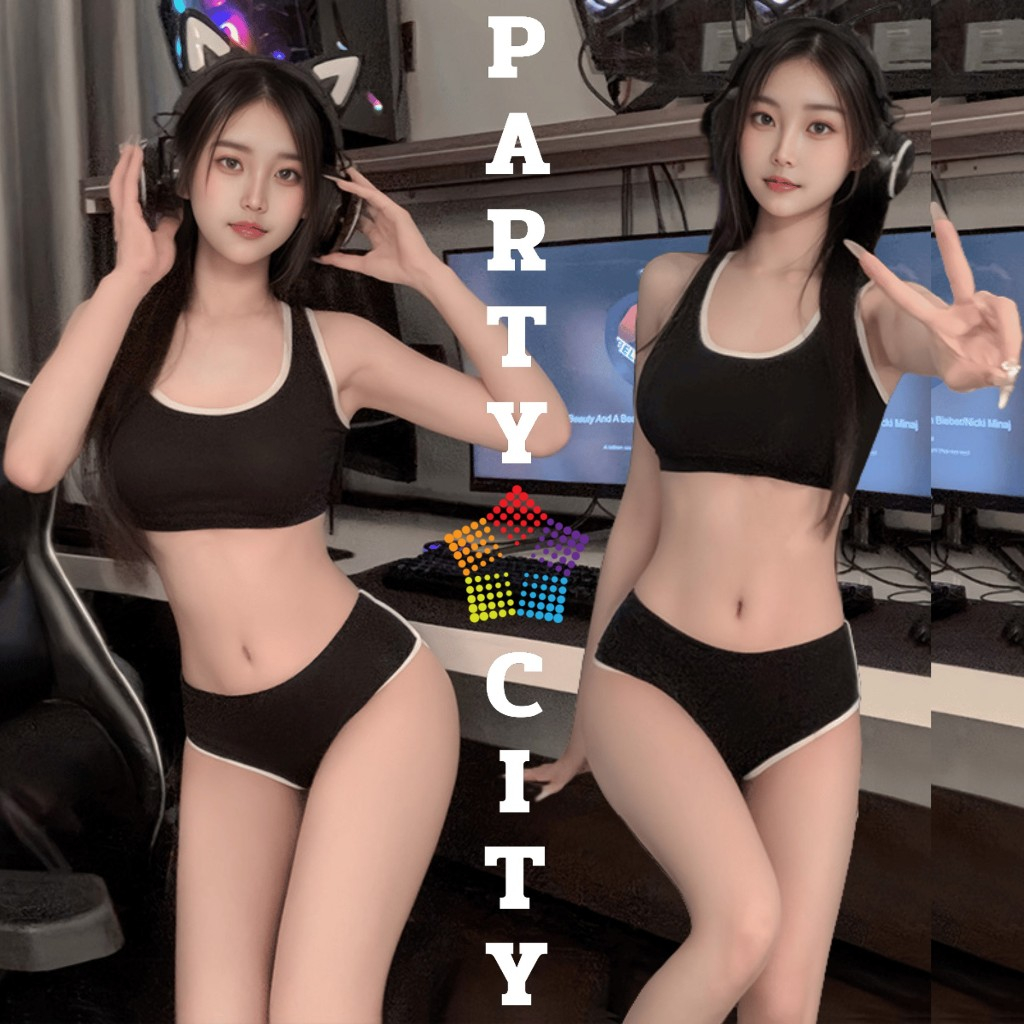 PARTY CITY ชุดเซ็ทเซ็กซี่ ชุดเสื้อกางเกง ชุดผ้าลื่น ชุดนอนไม่ได้นอน ส่งเร็ว PC-1082