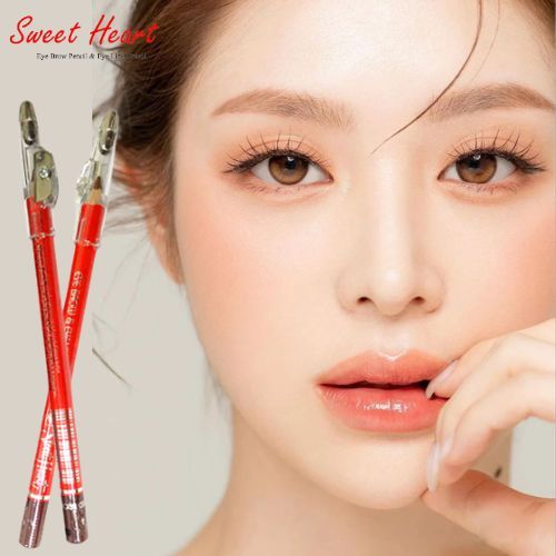 ดินสอเขียนคิ้ว Sweet Heart eye brow & eyeliner pecil ดินสอเขียนขอบตาและเขียนคิ้ว สวีทฮาร์ท เขียนง่าย