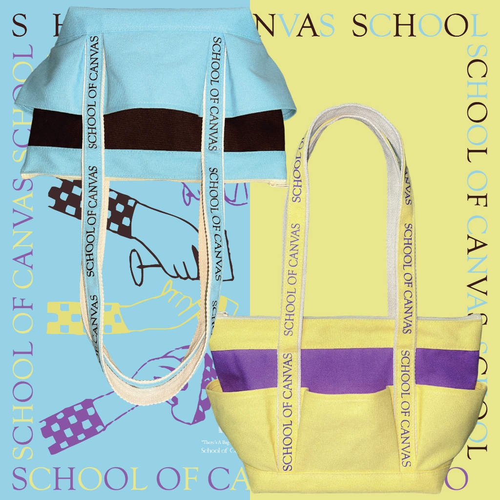 "Two Tone PICNIC Tote" School of Canvas