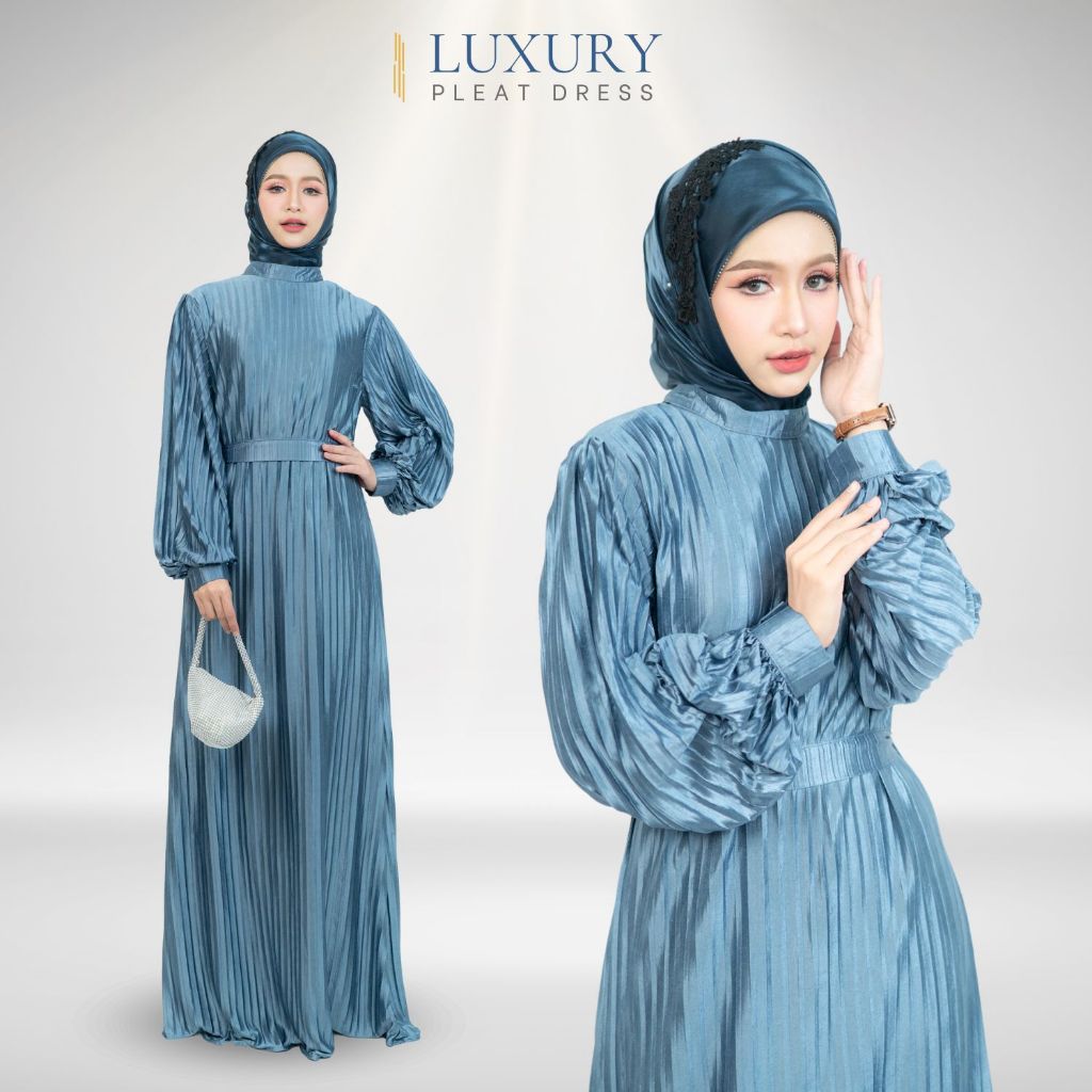 ชุดเดรส พร้อมเชือก ทรงสวยหรู ชุดออกงาน ใส่แล้วดูดี ใส่สบาย ไม่ร้อน  IM80วาริสมุสลิม