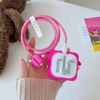 1ชุด 4ชิ้น เคส 3Pin สำหรับ ไอโฟน Apple Power Adapter 18W/20W สายชาร์จ ลายการ์ตูนน่ารัก Cable Bite