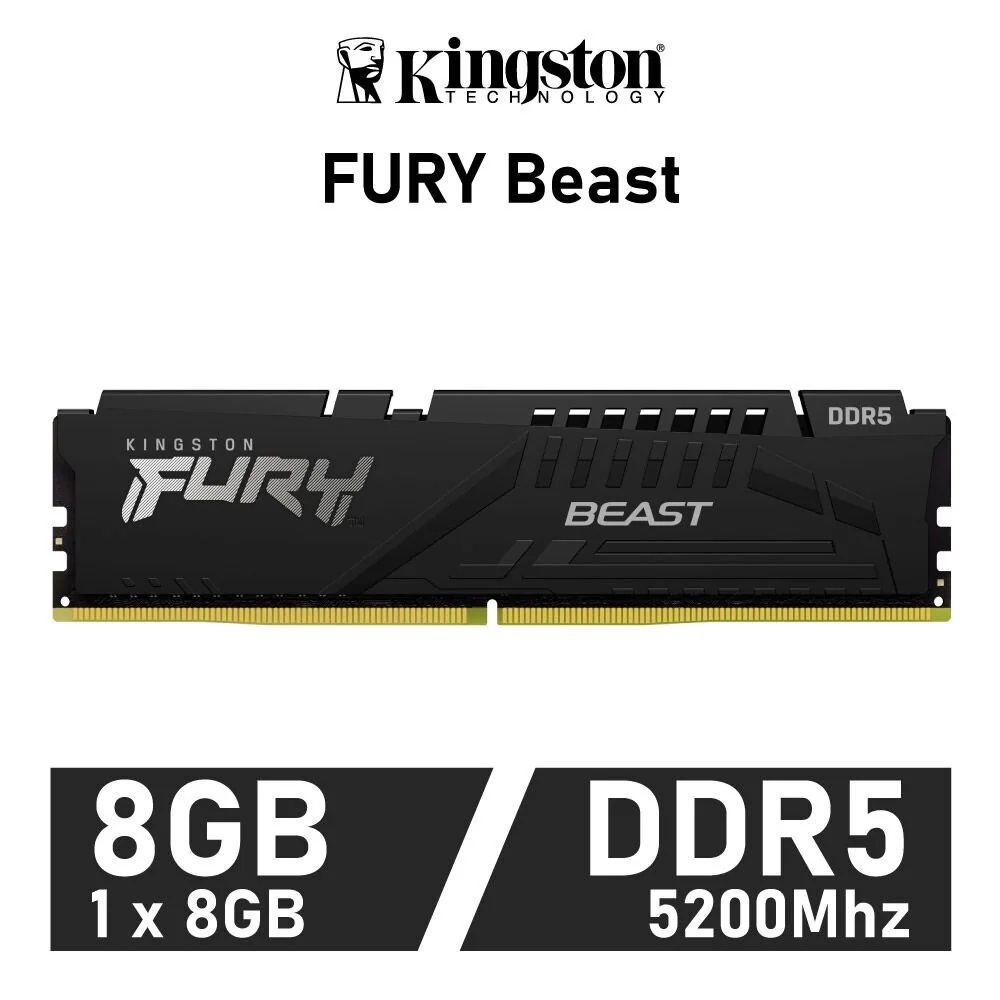 8GB (8GBx1) DDR5 5200MHz RAM (แรมพีซี) KINGSTON FURY BEAST DDR5 (KF552C40BB-8)