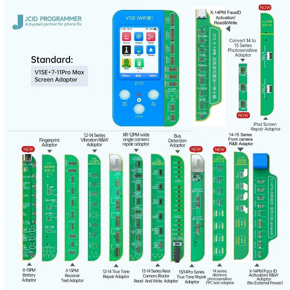JCID   บอร์ด เครื่อง V1SE Wifi บอร์ด Battery Adaptor, Face id, Fingerprint Adaptor