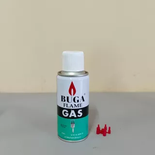 แก๊สเติมไฟแช็ค Buga พร้อมหัวต่อ | ขนาด 50g, 130g, 300g | ฟรีหัวต่อทุกกระป๋อง