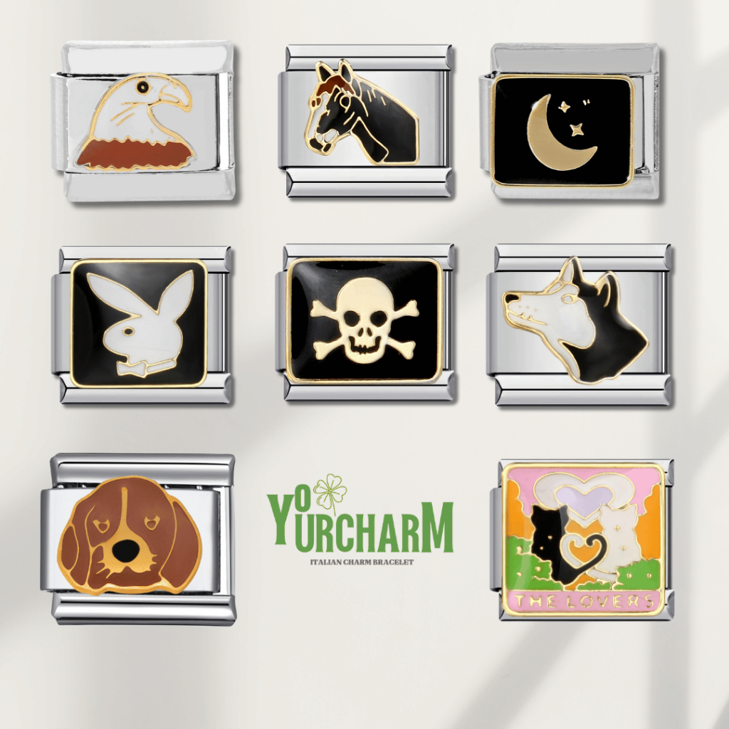 yourcharm italian charm bracelet อิตาเลี่ยนชาร์ม สร้อยข้อมือเลือกลายเองได้ set: Black