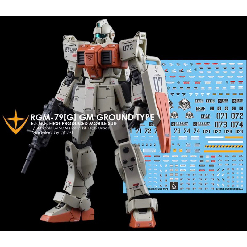 ดีคอลน้ำ DECAL [GHOST] HG 1/144 RGM-79G GM GROUND TYPE สะท้อนแสงแบล็คไลด์