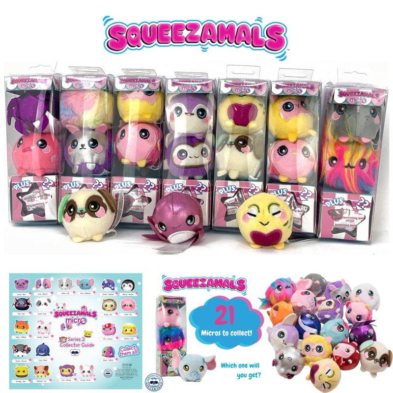 Squeezamals 3 Pack Micro Squishy Soft Slow Rising Foam Plush Characters เลือกลายด้านในคะ