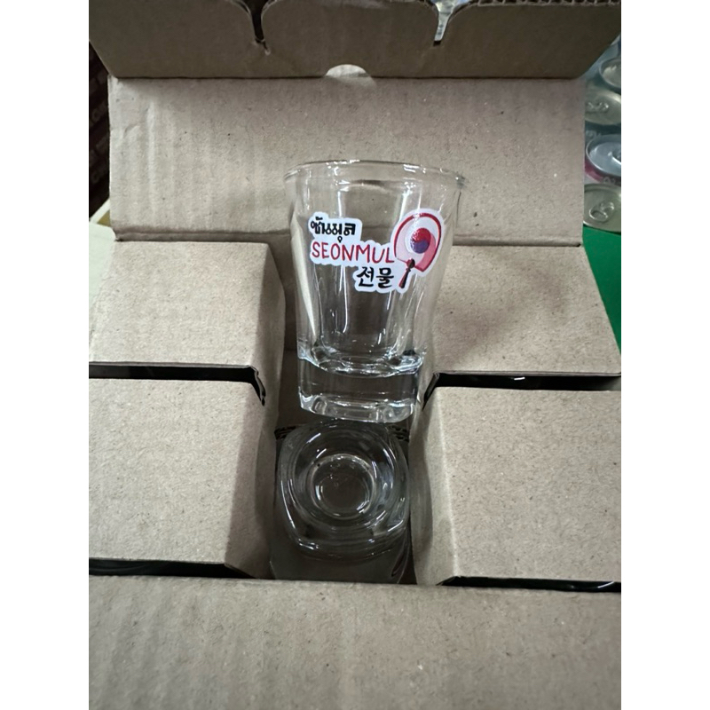 แก้วของแท้ ⭕️Brand: UNION Glassware แก้วช็อด สกรีนลาย seonmul(ซันมุล)1กล่องจำนวน6ใบ