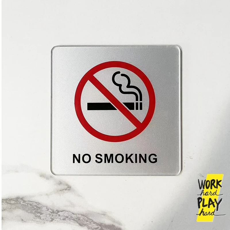 WHPH Shop ป้ายห้ามสูบบุหรี่ ป้าย NO SMOKING มีกาวในตัว ใช้งานภายนอกได้ ขนาด 10x10 cm
