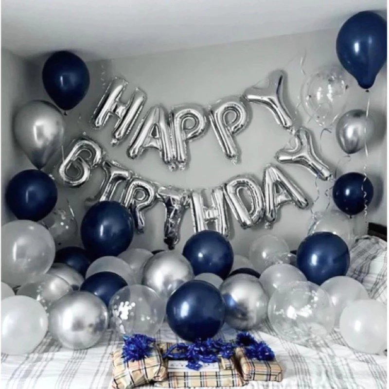 เซ็ตลูกโป่งวันเกิด Happy Birthday Set ราคาถูก โทนน้ำเงิน ของขวัญวันเกิด ลูกโป่งวันเกิด
