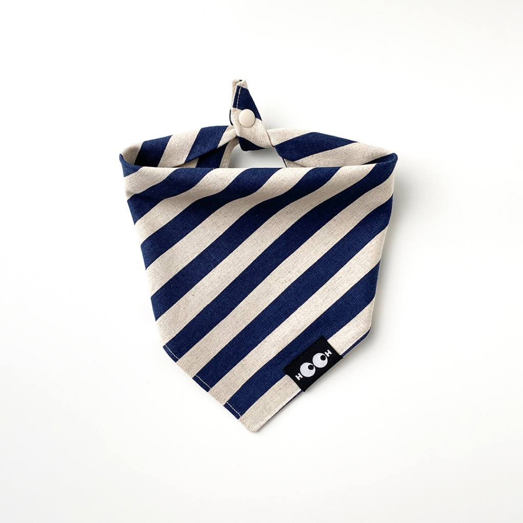 HO.OH - Stripe Collection - Candy Blue - ผ้าพันคอลาย stripe สุดเท่ สีน้ำเงินขาว สไตล์มินิมอล ผ้าพันคอหมา ผัาพันคอแมว