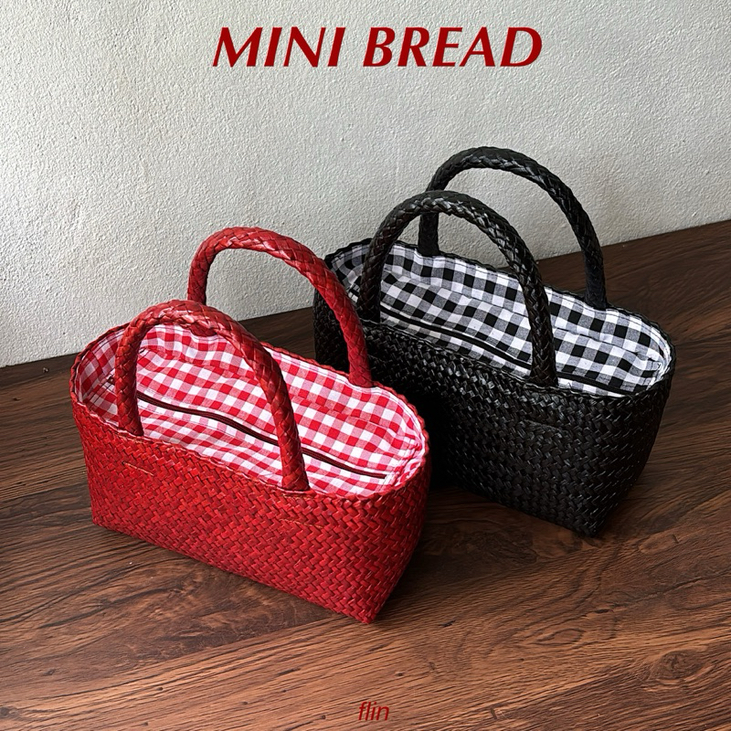 พรีออเดอร์ค่ะ FLIN - MINI BREAD กระเป๋าสานบุผ้าลายสก๊อต