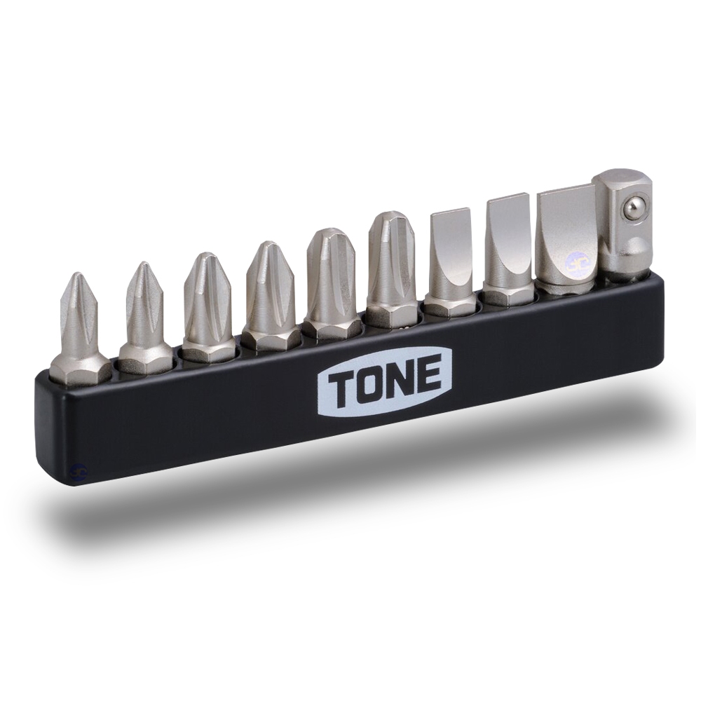 TONE ชุดดอกไขควงปากแฉกปากแบนก้าน 6เหลี่ยม รุ่น BTPM10S - Screwdriver Bit Set Model BTPM10S