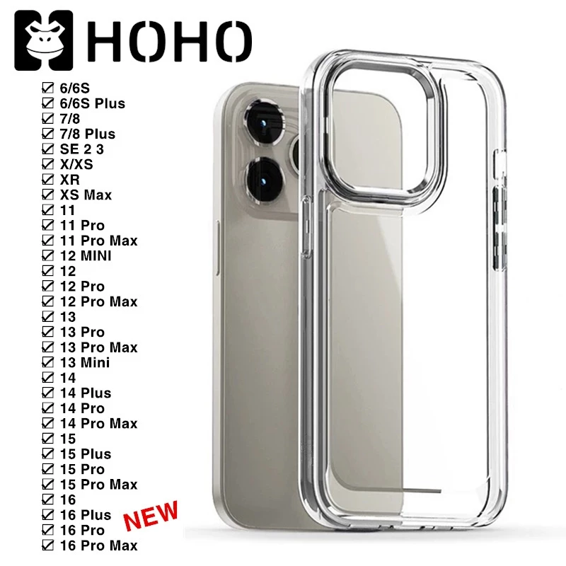 K เคสใสกันกระแทก เคสใส ใช้สำหรับ iPhone 17 Air 11 12 13 14 15 16 17 Pro Max Mini 6 7 8+ SE XR XS Max Plus TPU Clear Case thumbnail 5