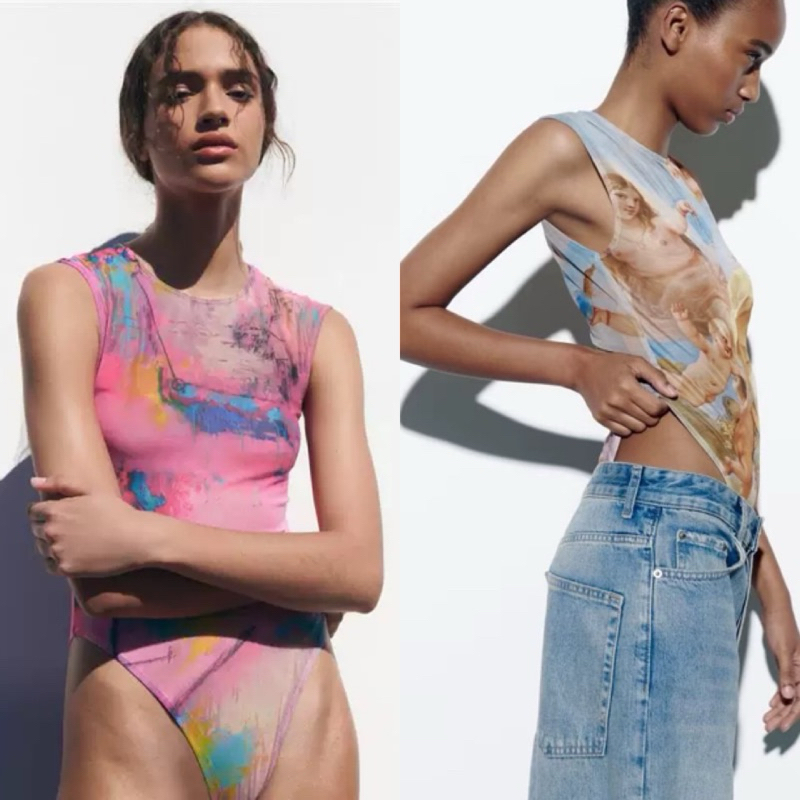Mookrinstyle•บอดี้สูท | พร้อมส่งบอดี้สูทผ้าชีฟองพิมพ์ลาย งานสวย มีกระดุมแป๊ก Body suit sexy