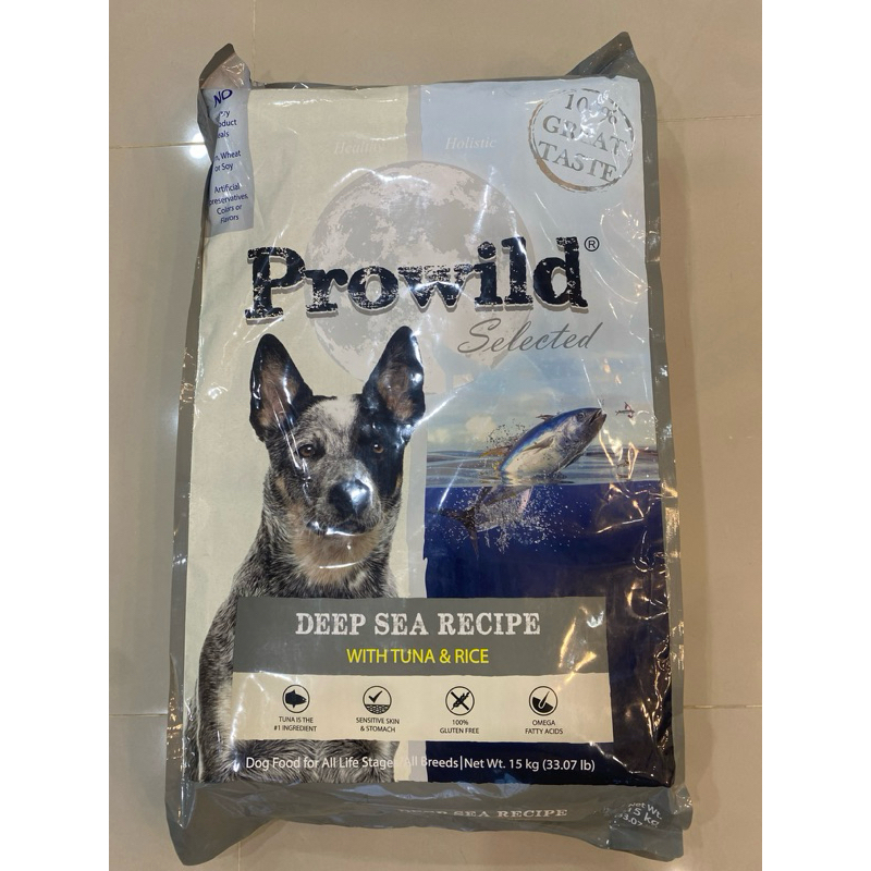 อาหารสุนัข prowild tuna&rice 15kg