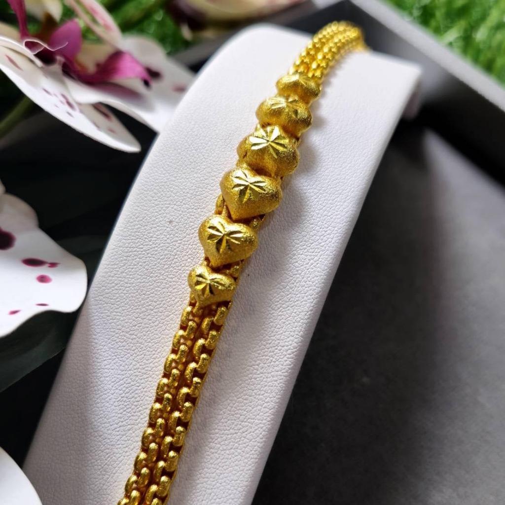 ข้อมือ บล็อคหัวใจ6ดวง 2 บาท ยาว 6-8 นิ้ว ทองเคลือบไมครอน เหมือนของจริงจนแยกไม่ออก