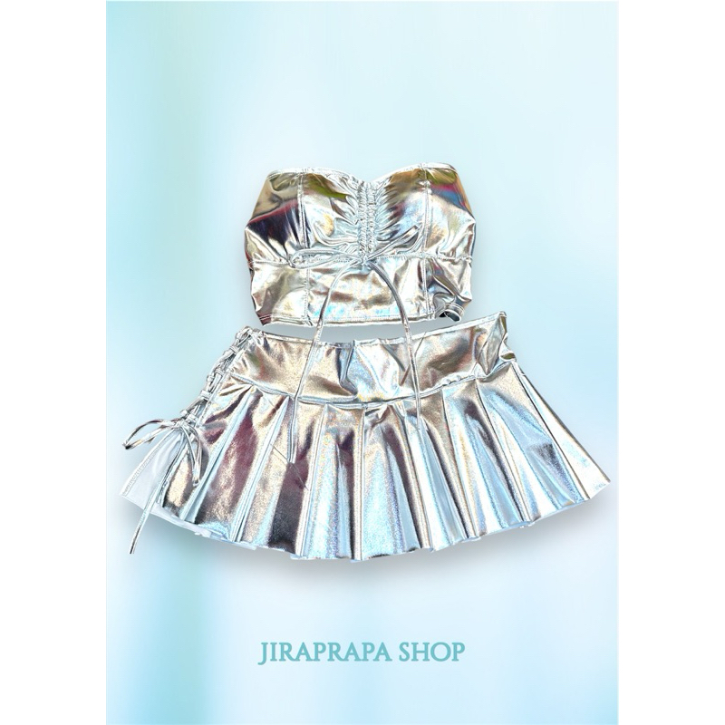 เซ็ต 2 ชิ้น ชุดเซ็ตงานผ้าเงา ใส่เข้ารูปสวยตรงปก (สินค้าถ่ายจากงานจริง)