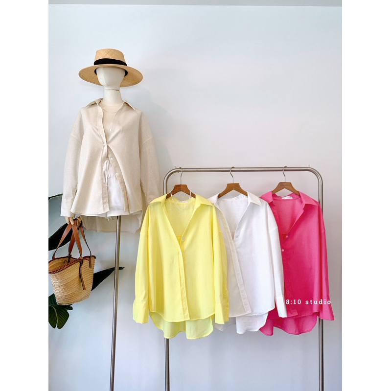 เสื้อเชิ้ตผ้าลินินผสม ฟรีไซค์