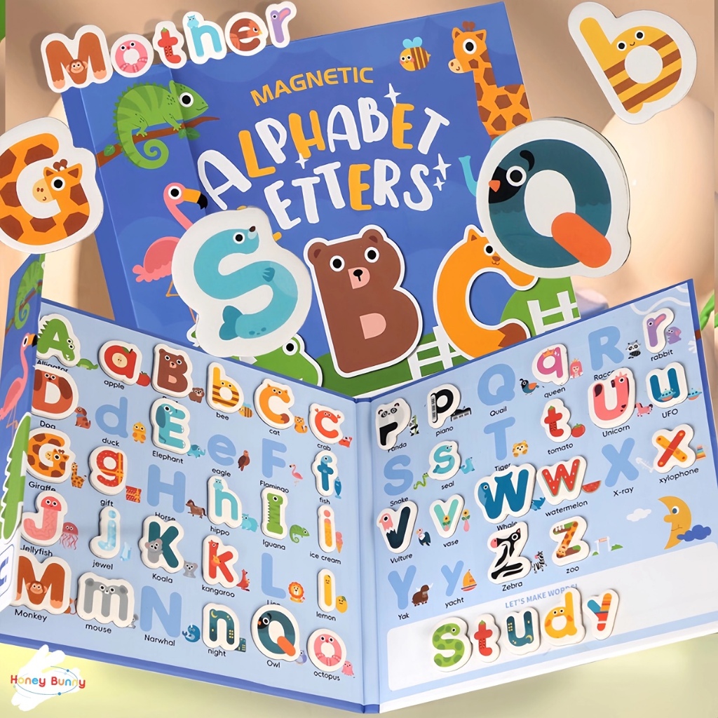 Honey Bunny Magnetic alphabet abc A-Z toy 2-5 ปี ของขวัญ พร้อมส่งสินค้าในประเทศไทย การศึกษาก่อนวัยเรียน