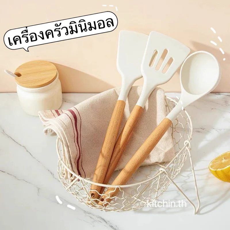 อุปกรณ์ครัวเกรดอาหารไม้พายทำอาหารเครื่องครัวไม้พายซิลิโคนทนความร้อนในครัวเรือนไม้พายทอดไข่เจียวไม้พายซุป