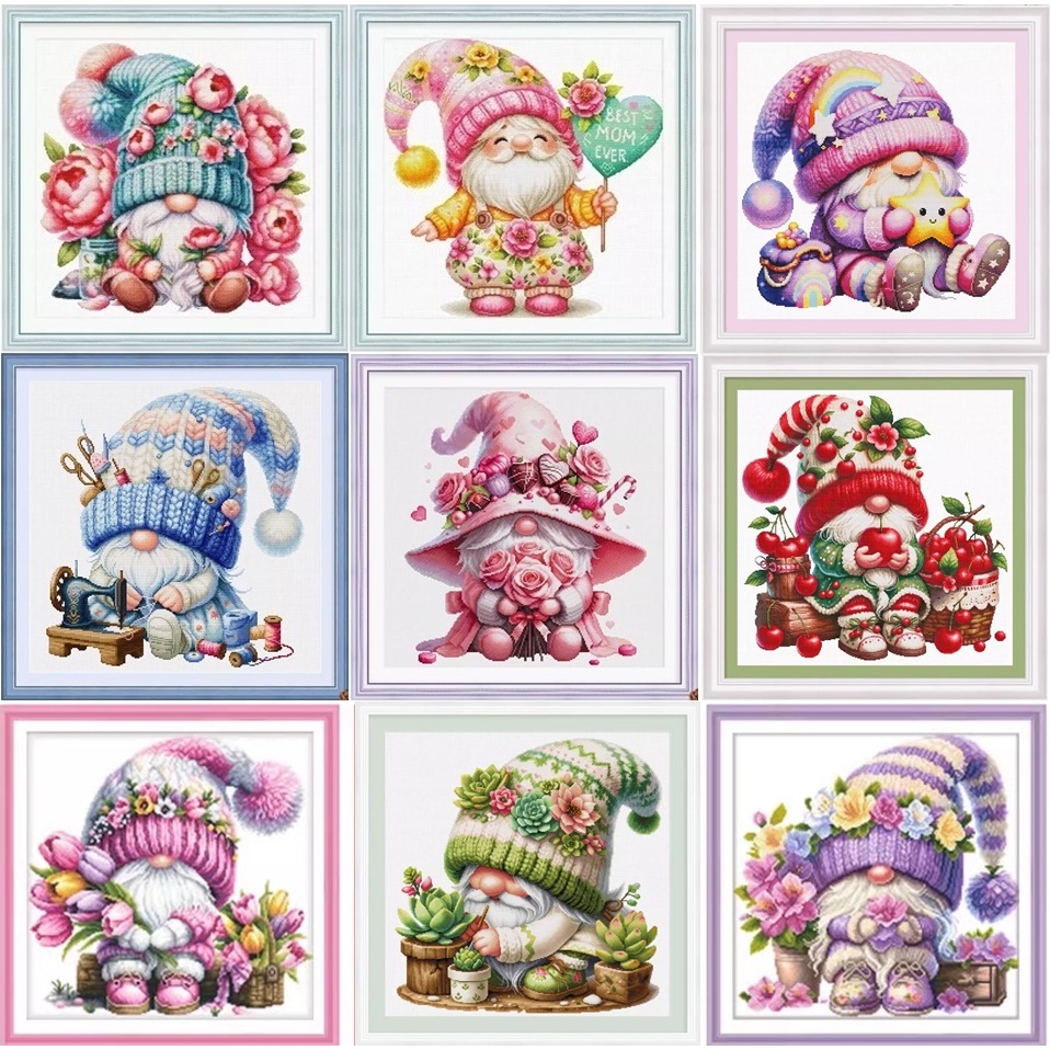 ชุดปักครอสติชพิมพ์ลาย คนแคระ การ์ตูน (Cute dwarf Cross stitch kit)