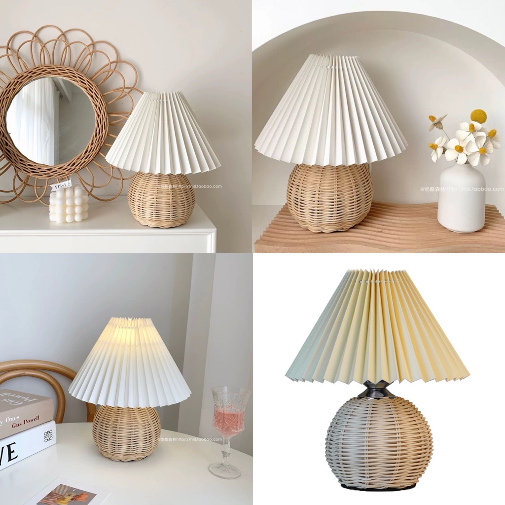 🪵 โคมไฟห้องนอน เพิ่มความเรียง่าย โคมไฟมินิมอล มีไฟ3สี โคมไฟ ทรงหวาย Minimal lamp 75016