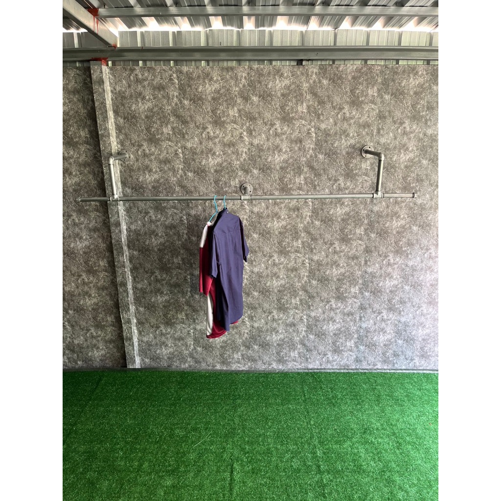 ราวแขวนผ้าติดผนังรุ่นตัว U 3 ขา มีขนาดยาว 1.89 เมตร , 2.39 เมตร , 2.89 เมตร , 3.39 เมตร ทำด้วยท่อเหล็ก 6 หุน(3/4 นิ้ว) - รูปที่ 4