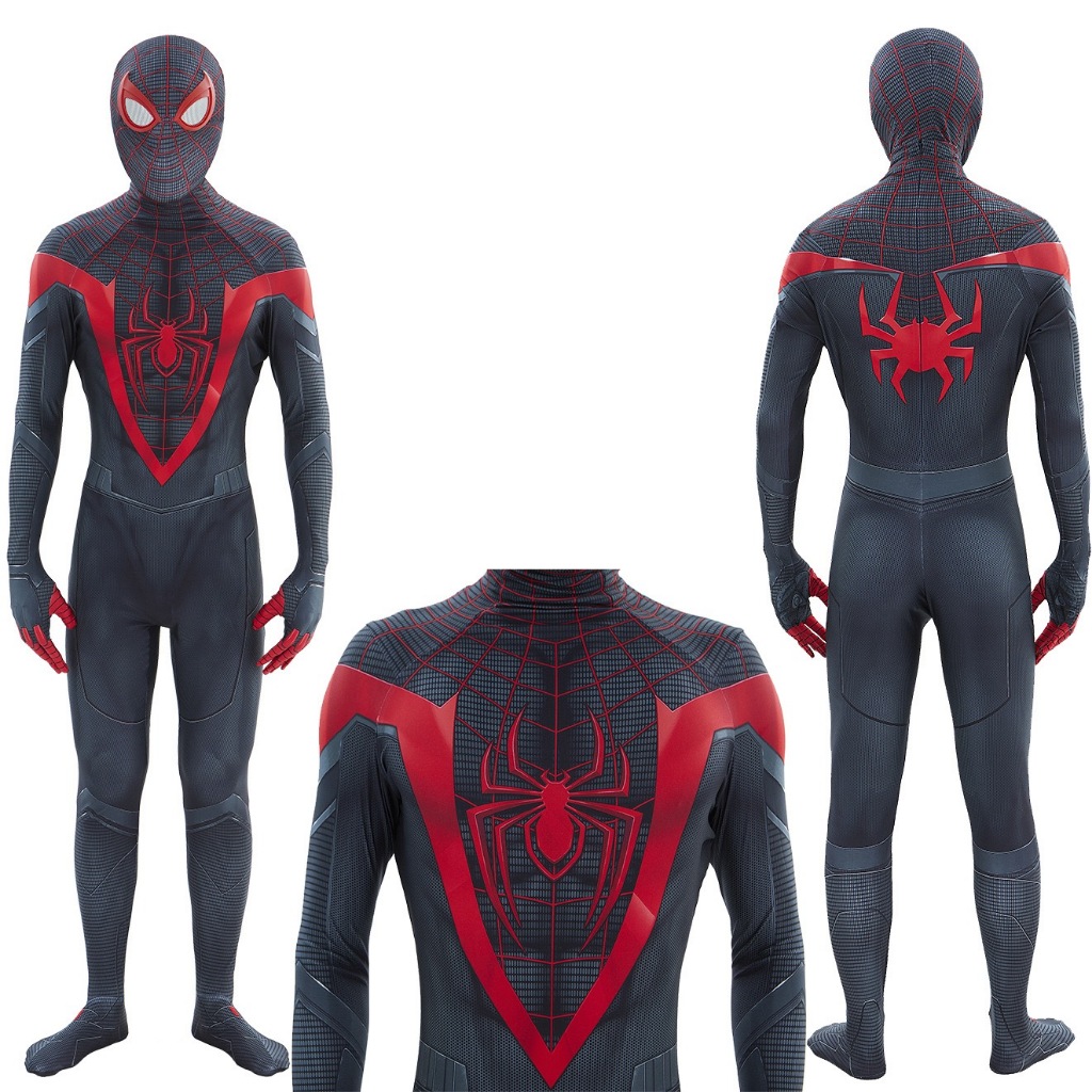 PS5 Miles Morales Spiderman Cosplay Superhero Spandex Bodysuit Zentai Outfits Spiderman Costome Fant