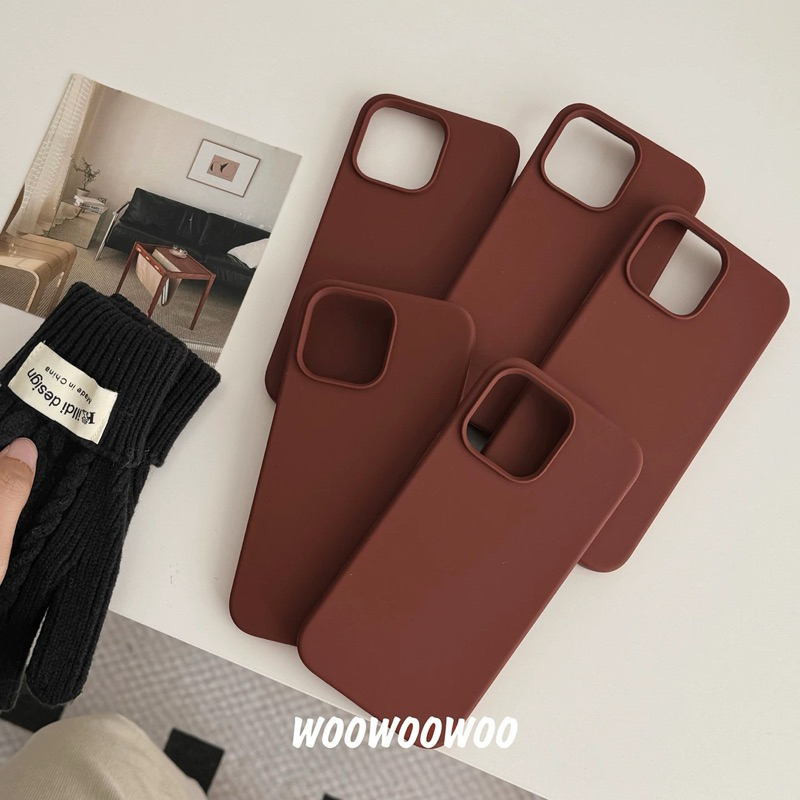 Supercase | I7P-i17promax เคสซิลิโคน บุกำมะหยี่ Silicone Case i7plus ixr i11 i11promax i12 i12promax i13 i13pro สีน้ำตาล